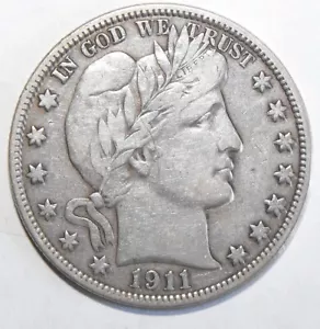 1911-S Barber Half Dollar, Very Fine - Picture 1 of 2