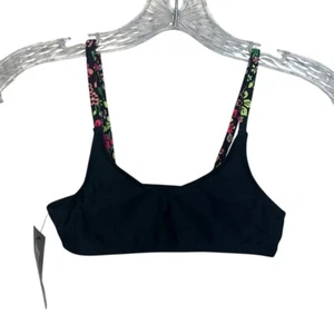Art Class Girls Swim Bikini Top Colorful Straps UPF 50+ Black Size Medium New - Picture 1 of 8