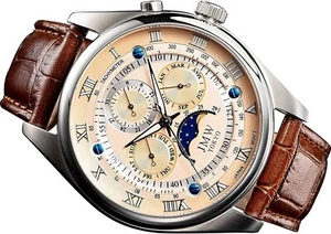 JMW TOKYO Herren Unikat Uhr Mondphase Japan Uhrwerk Pinkgold & Silber - Bild 1 von 1