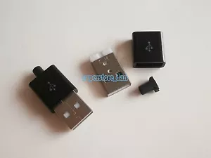 20X USB 2.0 Type-A Plug 4-pin Male Adapter Solder Connector Black Cover Square - Picture 1 of 6