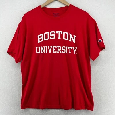 BOSTON UNIVERSITY Shirt Mens L CHAMPION Terriers MA Short Sleeve Cotton Red - Image 1 of 4