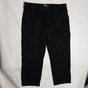 Pantaloni Vintage Polo Ralph Lauren Preston Uomo 40X30 Nero Chino Flat Front Pony - Foto 1 di 10