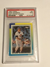 1990 Topps League Leaders Minis #51 Ryne Sandberg Chicago Cubs Psa 9 HOF