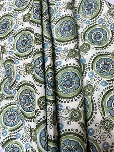 Indian Hand Block Green Floral Fabric Dressmaking Cotton Sewing Fabric 5 Yard - Picture 1 of 13
