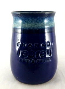 Steingut Kaffeebecher "Danke Rebreu Korpus & Rahmen" Handarbeit blau - Bild 1 von 9