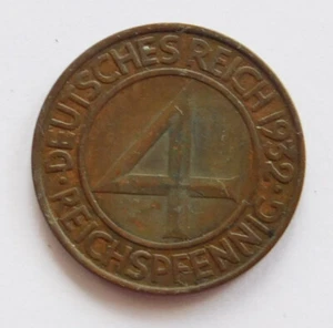 4 Reichspfennig Deutsches Reich 1932 A 4,94g Ø2,3cm - Bild 1 von 2