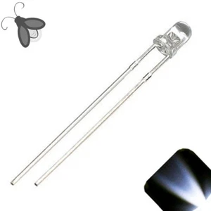 20 x LED 3 mm Luz Luciérnaga Blanco Transparente Respiración Frío Desvanecimiento Pulso Super Brillante - Imagen 1 de 3