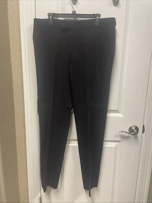 Lunea Naturale Luxe Mens Dress Pants Size 36 Black Textured Wool Blend Cuffed - Image 1 of 2