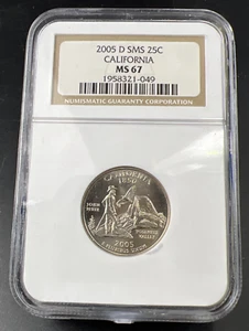 2005 D 25c California State Quarter Coin SMS NGC MS67 #049 - Picture 1 of 6