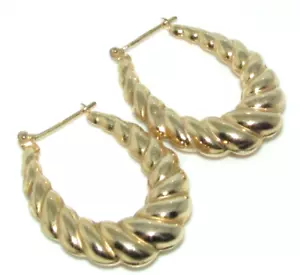 Pendientes criollos estampados ovalados de oro amarillo de 9 quilates para mujer - Imagen 1 de 7