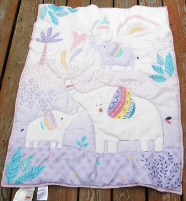 Edredón Cuna Originals Hora de Dormir Elefantes Mamá Bebé Colores Pastel 42 x 32 Pulgadas Foto 1 de 4