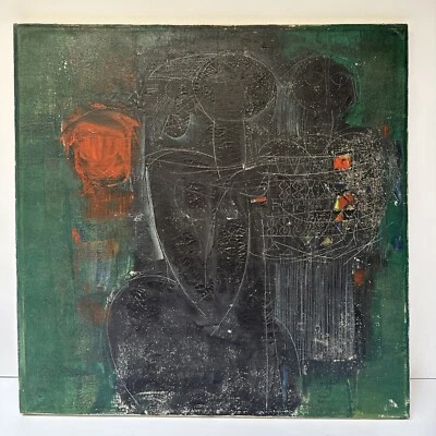 PINTURA MEDIADOS DE SIGLO CUBISMO ABSTRACTO AÑOS 60 POSIBLEMENTE MODERNISTA ASIÁTICO INDONESIO Foto 1 de 4