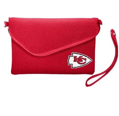 Kansas City Chiefs NFL Fold Over Crossbody Soft Pebble Texture Women's Purse NEW Cover