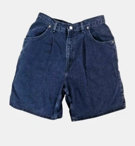 Vintage Chic Womens High Waisted Denim Jean Mom Shorts Size 14 Dark 80s 90s - Picture 1 of 9