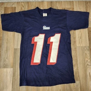 New England Patriots Drew Bledsoe #11 Boys 10/12 VTG 1997 NFLP Blue T-Shirt - Picture 1 of 8