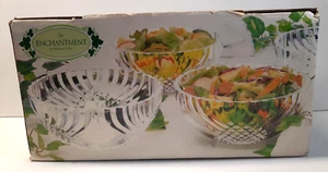 Indiana Glass Enchantment Set of 4 Clear Glass 6" Salad Bowls Original Box USA - Picture 1 of 8