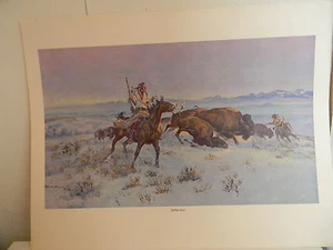 Unframed Artwork - Buffalo Hunt Print  by Powell 26 x 20 - Picture 1 of 2