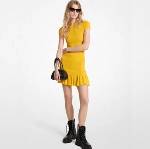 Michael Kors Smocked Georgette Mini Dress size medium stretch mrsp$225 - Picture 1 of 4