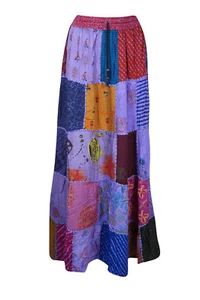 BOHO GYPSY HIPPIE PATCHWORK Skirt Vintage Printed Festival Long Skirts S/M