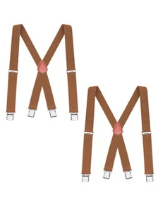 Buyless Fashion 2 Pack Suspenders Men - 48" Elastic Adjustable Straps 1 1/4" - X - Picture 1 of 98