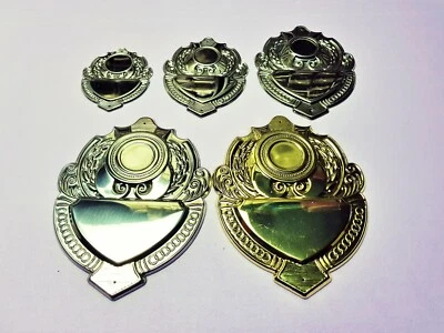 Metall Trophy Center Schild erhöht LEER silber/gold Farbe Größenwahl Stil B