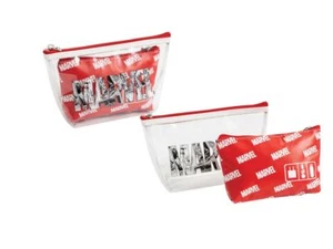 Marvel 2 Bag Bath Travel Pouch Case Set Transparent & Red - Picture 1 of 1