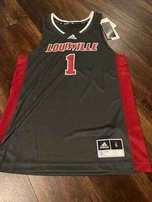 New Adidas Mens Louisville Cardinals Basketball Jersey Size Small Gray Red - Image 1 of 4