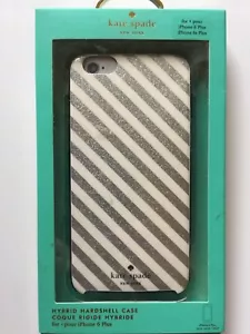 Kate Spade NY iPhone 6/6S PLUS Hybrid Hardshell Case Diagonal Stripe Silver new. - Picture 1 of 6