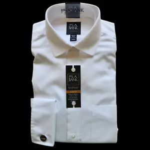 Silm Fit 15 34 White Dress Shirt Jos A Bank New Nwt Mens French Cuff Traveler Sz - Picture 1 of 24