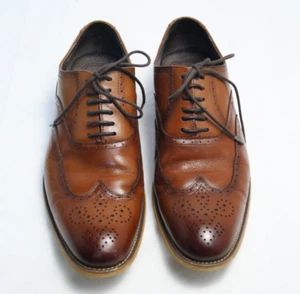 Men's Stacy Adams Cognac Dress Shoes 10 M Brown Dunbar Lace Up Leather Oxford - Picture 1 of 8
