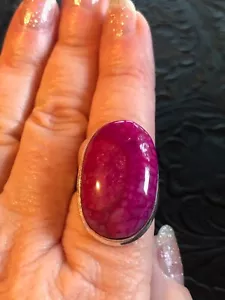 Hot Pink Solar Quartz Ring Size 8.5 Shadow Bezel Artisan Southwest - Picture 1 of 3