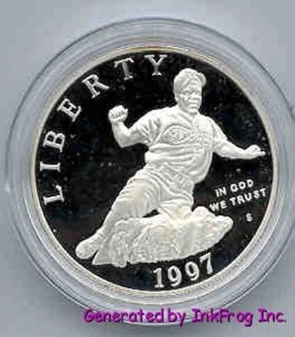 1997 S Jackie Robinson Silver Dollar Gem Proof Cover