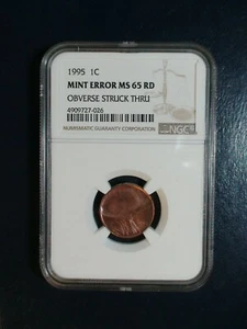 1995 MINT ERROR Lincoln Cent NGC MS65 RED GEM HEADLESS HORSEMAN 1C Coin BUY IT! - Picture 1 of 4