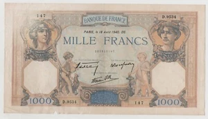 FRANCE 1000 FRANCS 1940 PICK 90 (SPLIT) LOOK SCANS - Picture 1 of 2