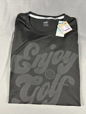 Puma Golf Shirt Tee T-Shirt Cloudspun Enjoy Golf Print XXL Black NWT MSRP $45 - Image 1 of 4