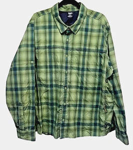 REI Co Op Hemd Herren 2XL belüftet Angeln Knopf Rollriegel Langarm grün kariert  - Bild 1 von 10