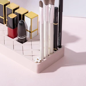 Silicone Lipstick Holder 18+6 Slots, Cosmetic Organizer Stand Square Makeup D... - Picture 1 of 7