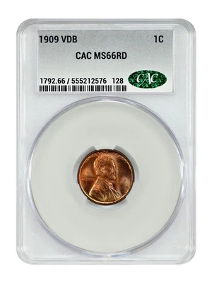 1909 VDB 1C CACG MS66RD - Lincoln Cent (Wheat Reverse) - Popular VDB Issue - Image 1 of 4