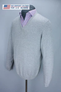 Hackett London V-Neck Jumper Sweater Mens sz 3XL Grey Merino Wool Cashmere Blend - Picture 1 of 21