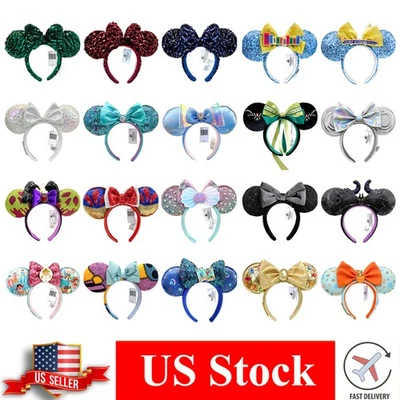2025 Disney-Parks Bow Minnie Mickey Mouse Sequin Ears Disneyland Headband - Image 1 of 4