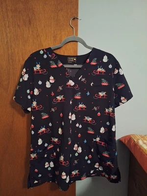 Sanibel Women's Christmas Scrub Top Size L Stretch - Image 1 of 4