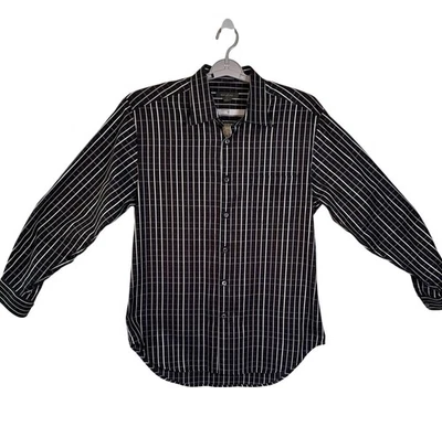 Ermenegildo Zegna Mens Size XL Dress Shirt Black Striped 100% Cotton Luxury - Image 1 of 4