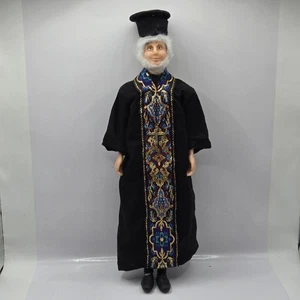 Greek Or Russian Orthodox Priest Doll Handmade Custom Black With Brass Cross 12" - Picture 1 of 19
