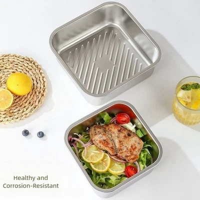 Leak Proof Stainless Steel Food Storage Container with Handle for Travel - Image 1 of 4