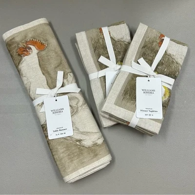 Corredor de mesa Williams Sonoma Volaille 16 x 108 + 8 servilletas 100 % lino patos nuevo con etiquetas Foto 1 de 4