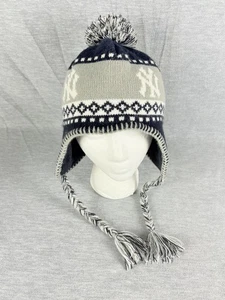New York Yankees Mütze Beanie Herren Einheitsgröße blau grau MLB Baseball Ohrenklappe Bommel - Bild 1 von 7