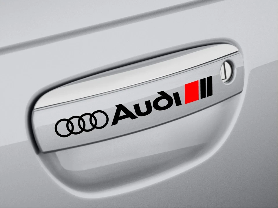 AUDI A3 A4 A6 A8 RS3 RS4 Q5 S- Línea Manija de Puerta Calcomanía Pegatina Emblema Logo NEGRO Foto 1 de 2