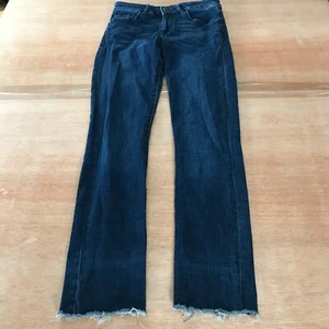 DL1961 Mara Instasculpt Straight Jeans Damen 24 Blau Mid Rise Dark Wash Raw Hem - Bild 1 von 12