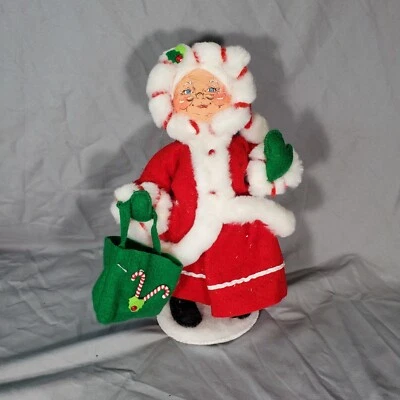 Muñeca Annalee Mrs Santa Claus 9" Menta Twist Navidad Bolsa Verde Bastón de Caramelo Foto 1 de 4