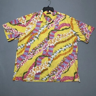 Camisa Royal Creations Para Hombre XXL Amarilla Hawaiana Aloha Camp Welt Lei Luau Fiesta Foto 1 de 4